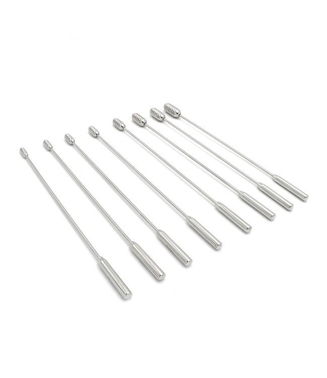 Kiotos Steel 8-teiliges Rosebud Urethral Sound Set aus Edelstahl mit Aufbewahrungskoffer