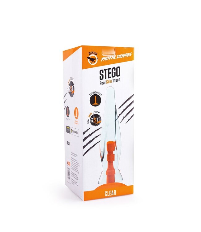 Dinoo Dildo Dinoo Primal Stego 33 cm RST Extra Groot Met Oranje Zuignap