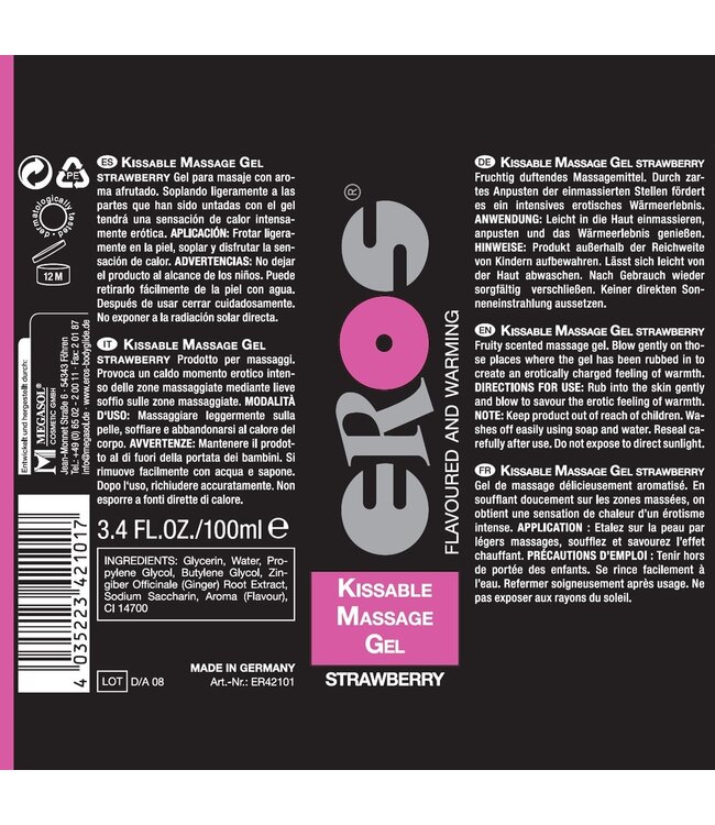 Eros Eros Kissable Strawberry Massage Gel - Warming Sensual Experience 100ml