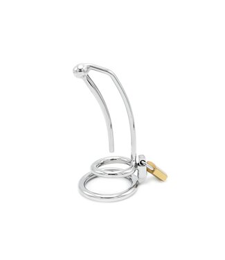 Kiotos Steel Gebogen Holle Penisstick Penisslot Van RVS Met Vergrendelbare Basisring 9cm