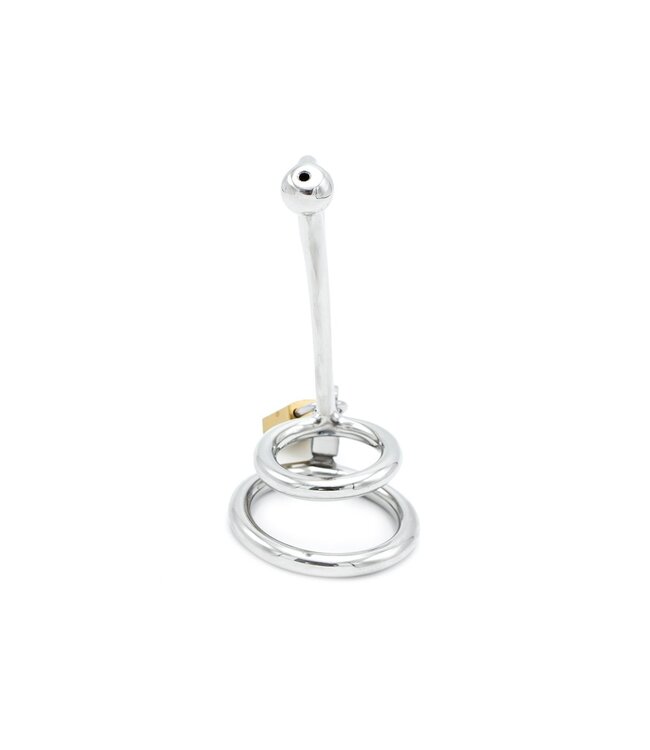 Kiotos Steel Gebogen Holle Penisstick Penisslot Van RVS Met Vergrendelbare Basisring 9cm