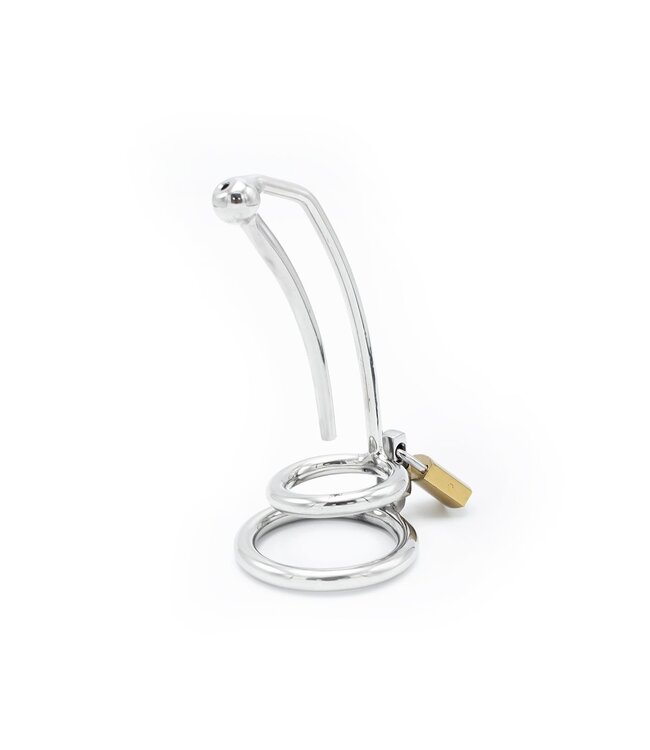 Kiotos Steel Gebogen Holle Penisstick Penisslot Van RVS Met Vergrendelbare Basisring 9cm