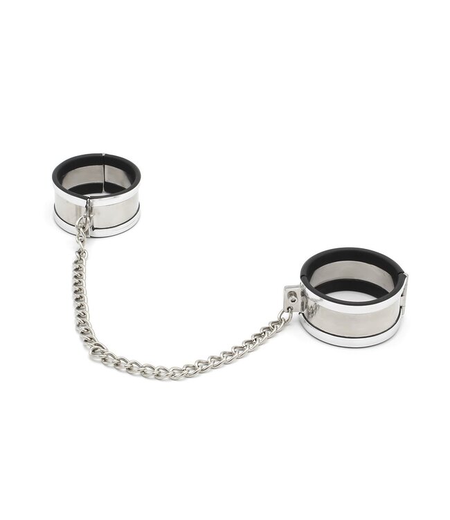 Elegantes Edelstahl-Fessel- und Halsband-Set mit Handschellen Größe L & M