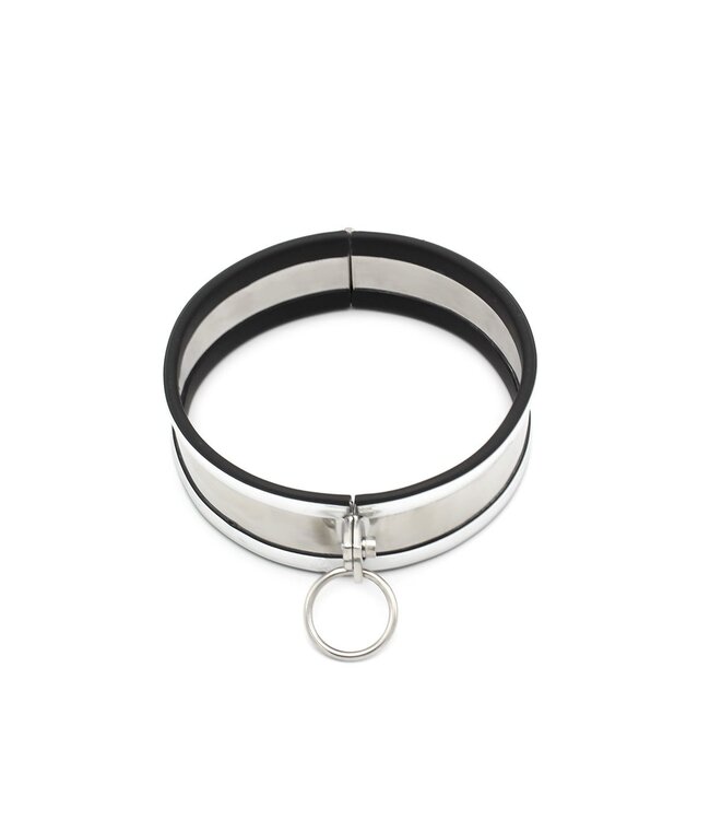 Roestvrijstalen Halsband Met 35cm Ketting En Handboeien Set Maat M & L