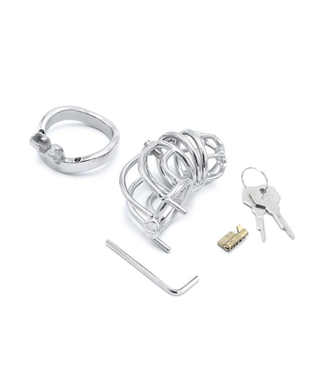 Kiotos Steel Curved Stainless Steel BDSM Chastity Cage with Adjustable Spikes