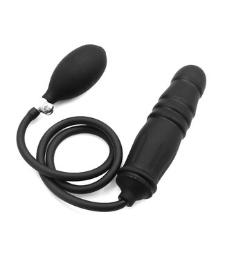 Aufblasbarer Dildo 15 cm | Schwarzer Dildo mit Rillen & verstellbarer Dicke