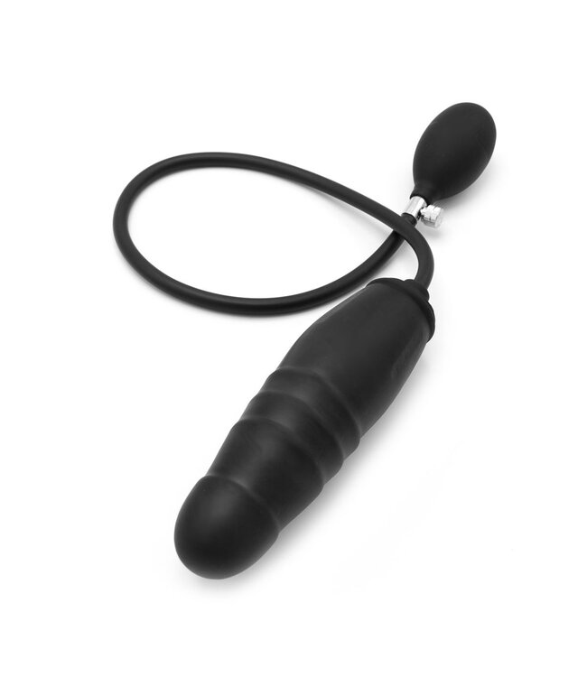 Aufblasbarer Dildo 15 cm | Schwarzer Dildo mit Rillen & verstellbarer Dicke
