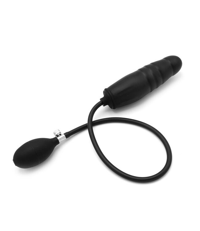 15cm Black Inflatable Dildo with Ribbed Rings - Waterproof & Adjustable