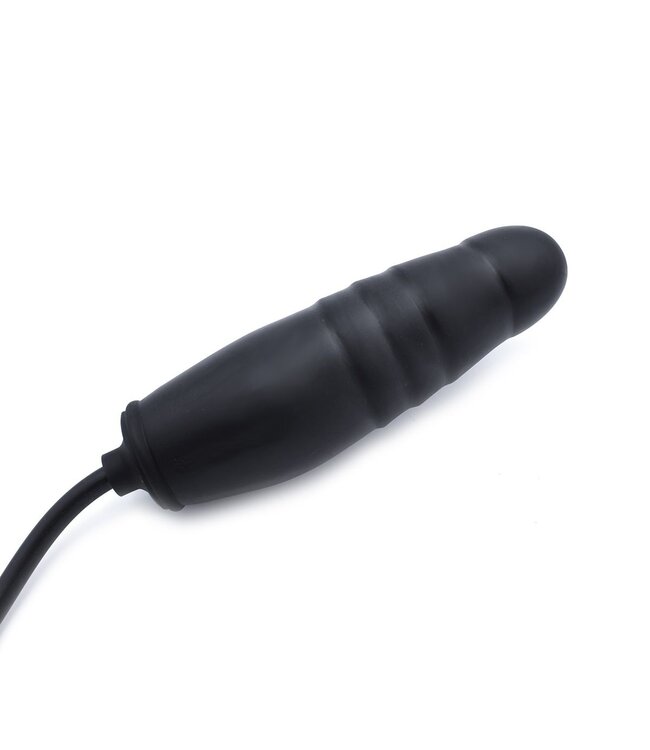 Opblaasbare Dildo Met Verstelbare Dikte En Grote Ribbels 15 cm Zwart