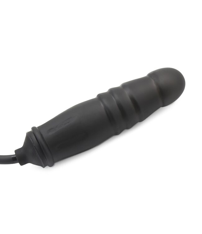 Opblaasbare Dildo Met Verstelbare Dikte En Grote Ribbels 15 cm Zwart