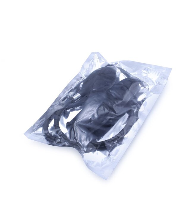 15cm Black Inflatable Dildo with Ribbed Rings - Waterproof & Adjustable