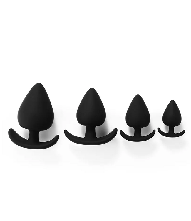 Silicone Anchor Anaalplug Set Voor Beginners 4 Stuks Zwart Flexibel