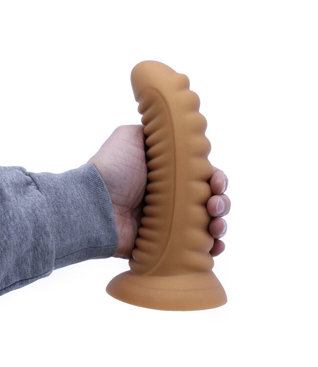 Hochwertiger Geriffelter Dildo Glänzend Gold 20-30 cm mit Saugnapf
