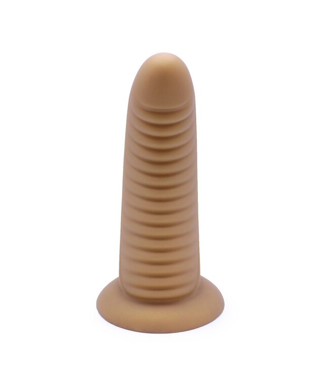 Ribbed Gold Silicone Dildo with Suction Cup - 20-30 cm Sizes