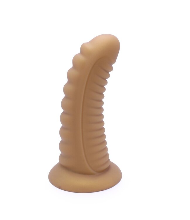 Ribbed Gold Silicone Dildo with Suction Cup - 20-30 cm Sizes