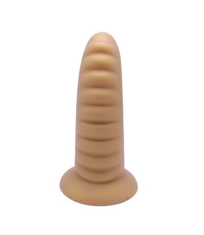 Ribbed Gold Silicone Dildo with Suction Cup - 20-30 cm Sizes
