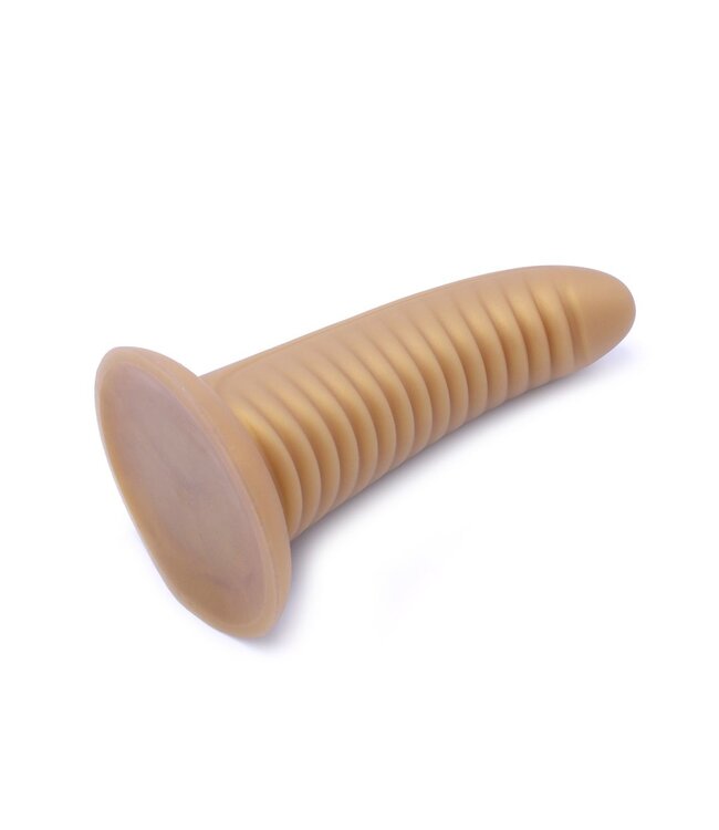 Suction Dildo Geribbelde Siliconen Penis Goud 20-30 cm Met Zuignap