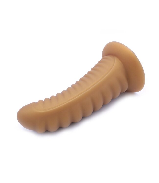 Suction Dildo Geribbelde Siliconen Penis Goud 20-30 cm Met Zuignap