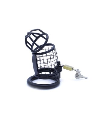 Kuisheidskooi Vierkant Design Zwart Met RVS Ring En Hangslot 11 Cm