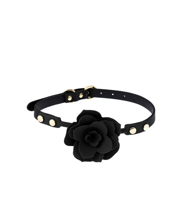 Verstelbare Siliconen Rose Gag Met Vegan PVC Band En Ademgaatjes 42mm