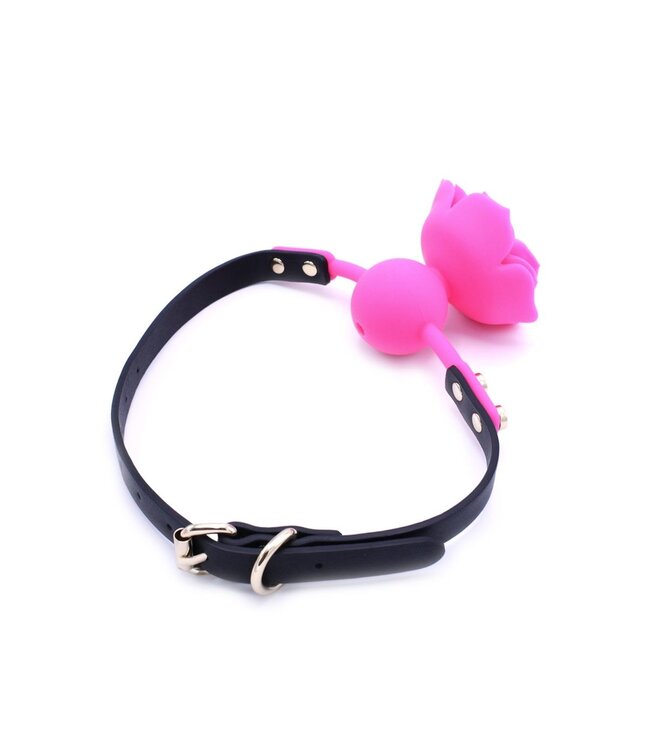 Adjustable Silicone Rose Gag with Vegan PVC Straps - Comfortable Fit