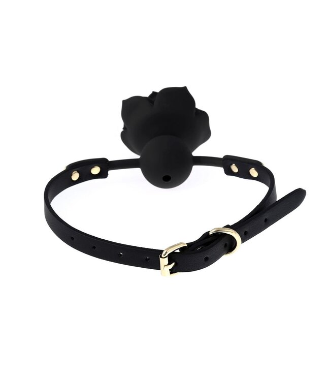 Verstellbarer Silikon-Rosen-Mundknebel mit veganem PVC-Riemen