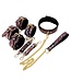Veganes BDSM-Set Gold/Rosa mit Reptilienprint – Halsband, Leine, Fesseln