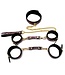 Veganistische 3-Delige BDSM Set Goud Neon Roze Reptielenprint PVC Leder