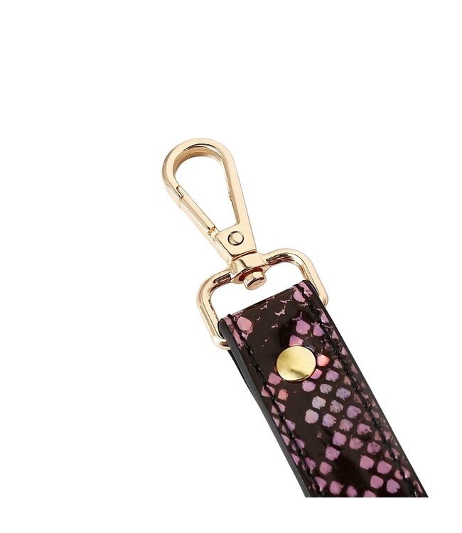 Veganistische Handboeien Met Neon Roze Reptielenprint In Goud PVC Leder