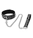 Reptielen Print PVC Leder Collar Zilver Zwart Met Verstelbare Leiband 78 cm