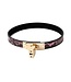 Vegan PVC Smalle Collar Reptielenprint Roze Goud Met Slot En Sleutel