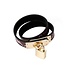 Narrow Gold Pink Reptile Print Vegan PVC Collar & Bracelet for BDSM