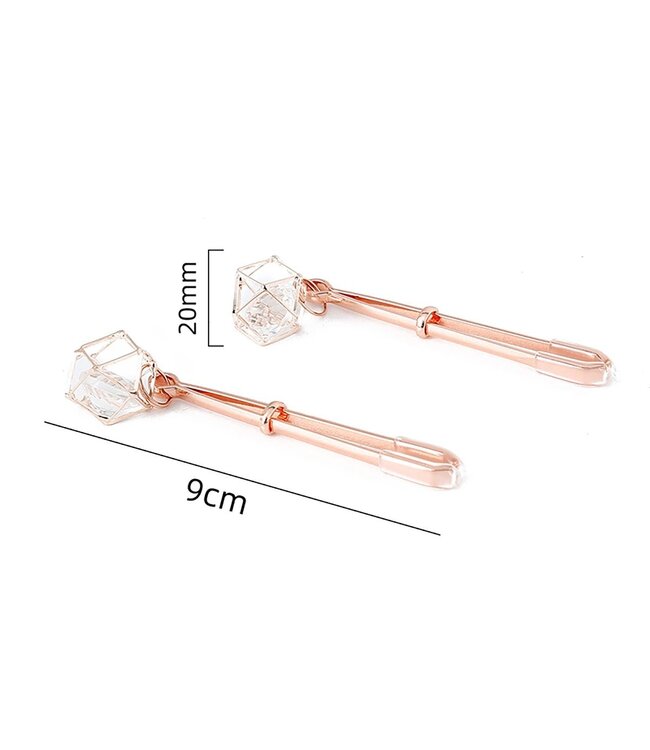 Verstellbare Roségold Nippelklemmen mit Glasprismen für intensiven Genuss