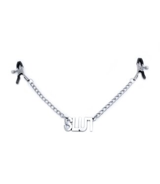 Verstelbare Tepelklemmen Met Naamketting SLUT - 40 cm Vinyl Coating