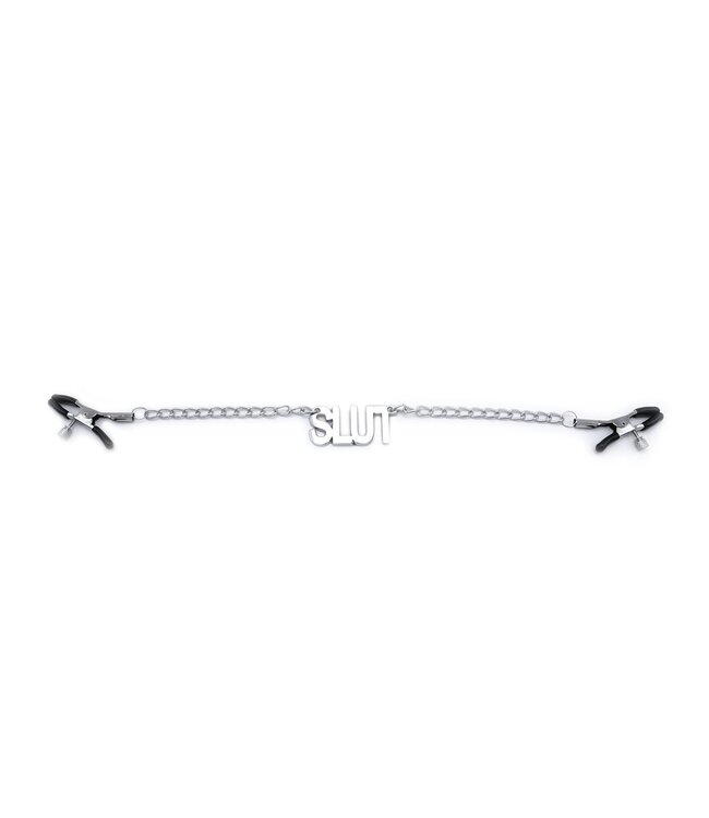 Verstelbare Tepelklemmen Met Naamketting SLUT - 40 cm Vinyl Coating