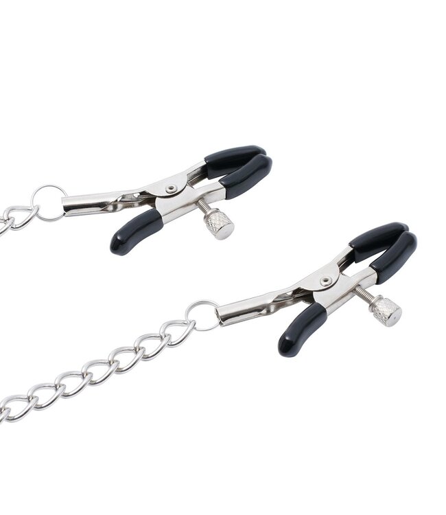 Verstelbare Tepelklemmen Met Naamketting SLUT - 40 cm Vinyl Coating