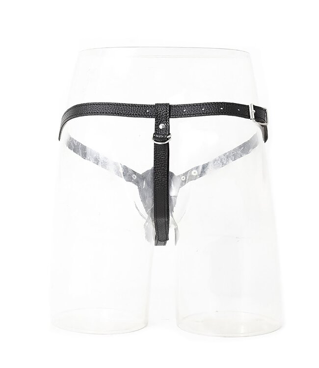 Vegan Leren Dubbele Penis Harness Met 2 Siliconen Dildo’s 15cm & 9cm
