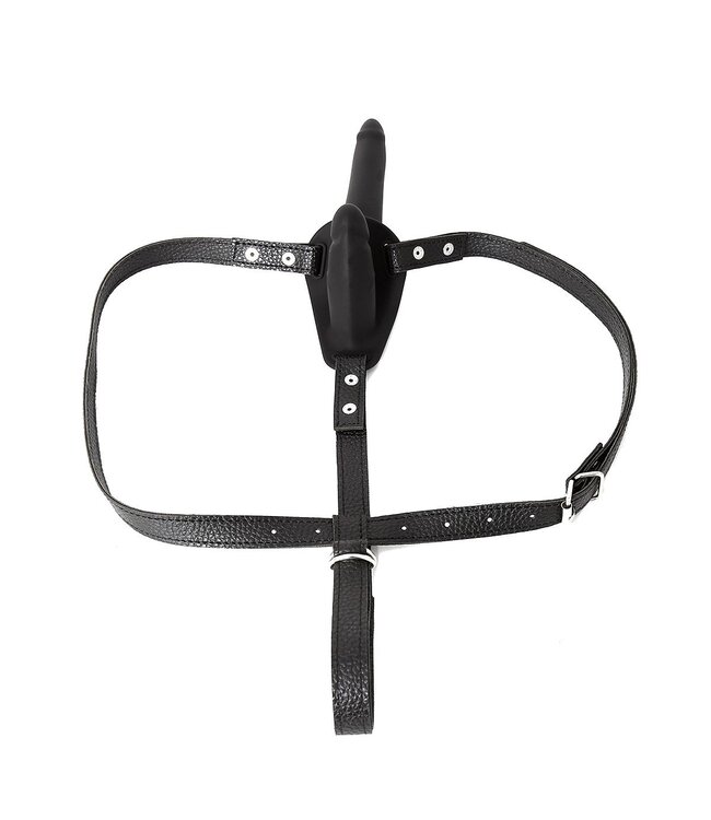 Vegan Leren Dubbele Penis Harness Met 2 Siliconen Dildo’s 15cm & 9cm