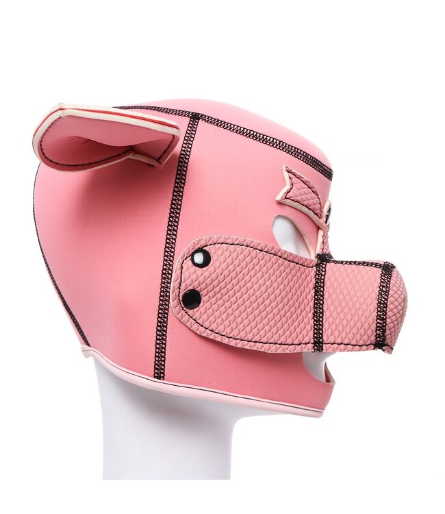Comfortable Pink Neoprene Pig BDSM Hood - Breathable & Removable Nose