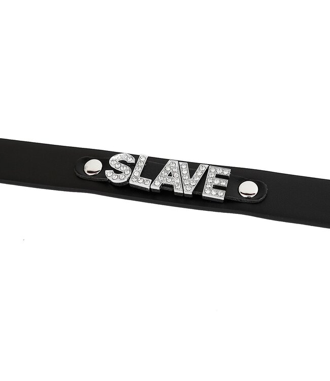 Verstelbare PVC Halsband Met Duurzaam SLAVE Naamplaatje