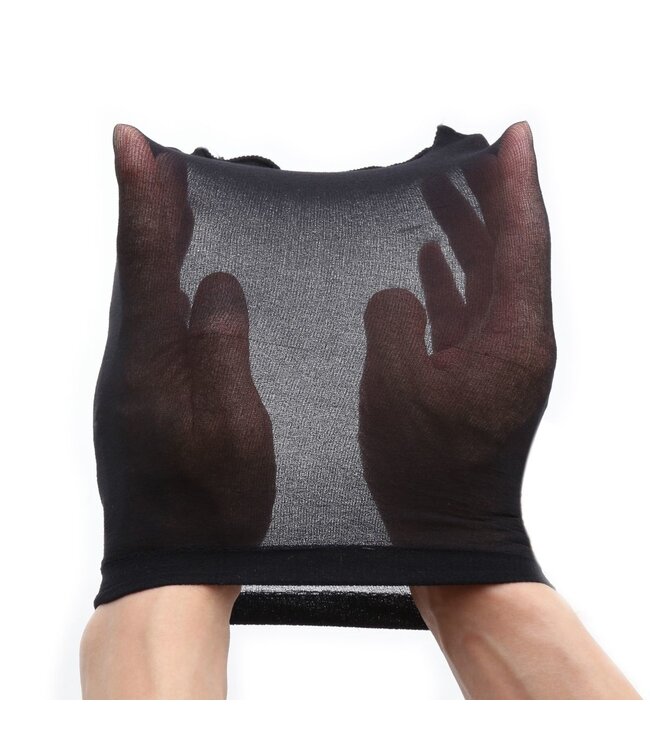 Zwart Stretch Kanten Hoofdkousenmasker Voor BDSM En Fetish Gebruik