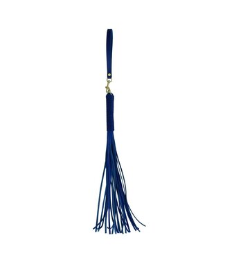 Echt Leren BDSM Flogger Whip Blauw Met Gouden Karabijnhaak