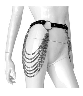 Eleganter Verstellbarer Leder-BDSM-Gurt mit Trendigen Ketten