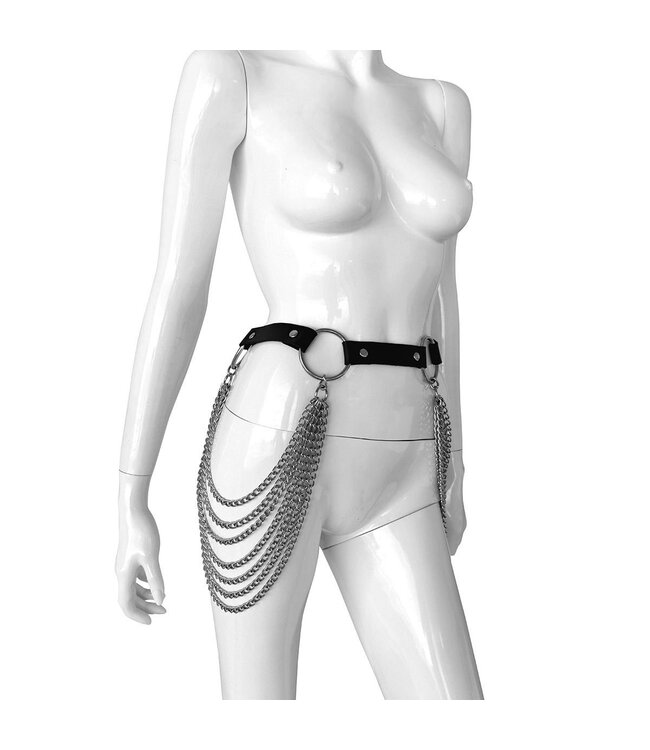 Elegant Adjustable Leather BDSM Belt with Stylish Hip Chains