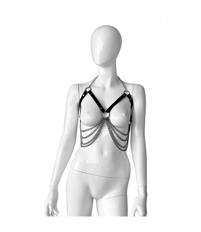 Luxury Adjustable Leather Bra with Chains | Elegant BDSM Accessory