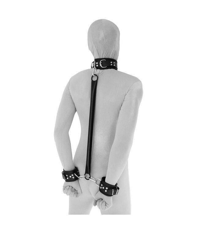 Stylish Steel Spreader Bar with Leather Cuffs & Collar - BDSM Gear