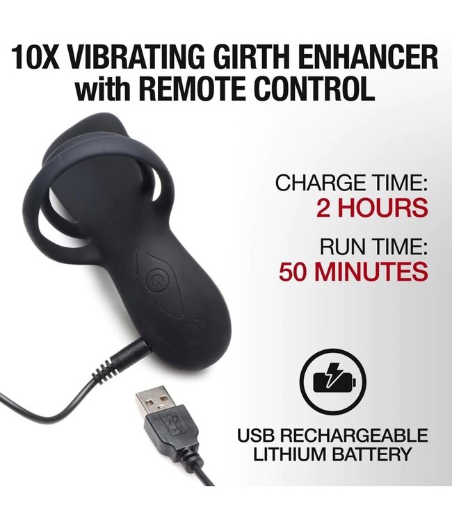 Silicone Cockring Met Vibratie, 38 mm Omtrekvergroting En Afstandsbediening