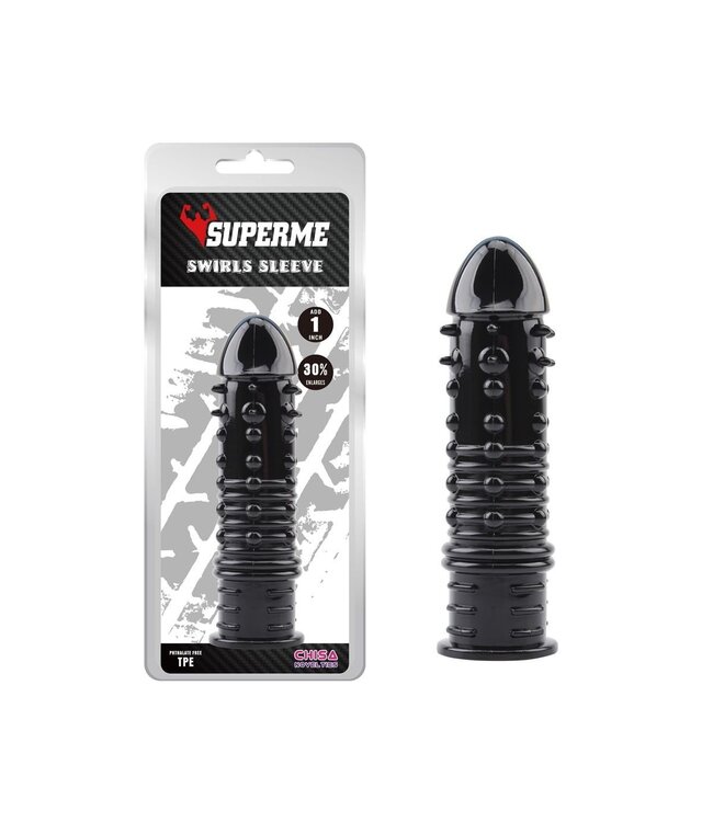 Chisa Penis Sleeve Zwart Met Krul- en Ribbelstructuur Voor Comfortabele Stimulatie