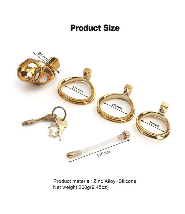Sevanda SEVANDA Gold Metal Urethral Chastity Cage – Luxury BDSM Control