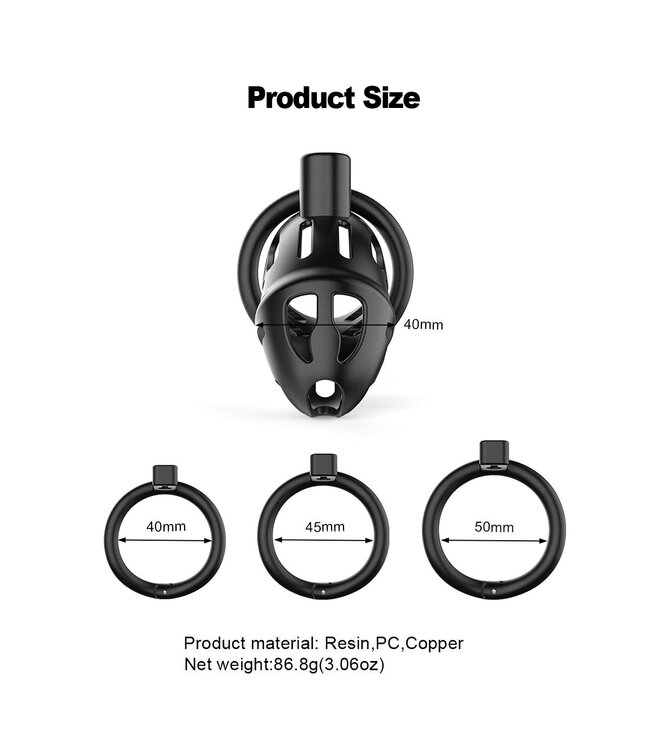 Sevanda SEVANDA Black Plastic Penis Chastity Cage - Comfort & Adjustable Fit